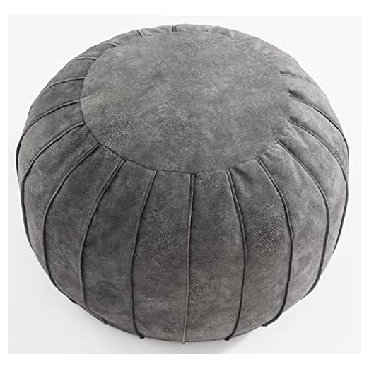event rental, rent equipment for your party, C COMFORTLAND Unstuffed Faux Leather Ottoman Pouf, Round Foot Rest Poof Ottomans, Floor Foot Stool Poufs, Bean Bag Cover with Storage for Living Room, Bedroom, Grey (No Filler)