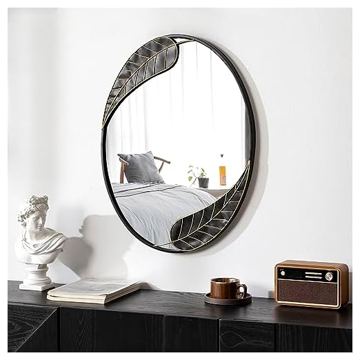 event rental, rent equipment for your party, Kujielan Oval Wall Mirror with Leaf Decorative Frame,Cirle Mirrors for Wall,Modern Wall Decor for Living Room,Bedroom,Bathroom,Vanity,Entryway,Black