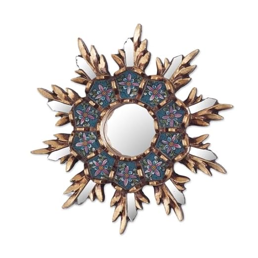 event rental, rent equipment for your party, NOVICA 302212 Handmade Wood and Reverse Painted Glass Wall Mounted Mirror, Burgundy and Metallic, Cuzco Snowflake'