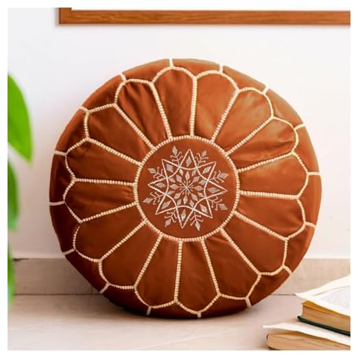 event rental, rent equipment for your party, Moroccan Leather Pouf Ottoman for Living Room - Round Leather Ottoman Pouf Cover - Unstuffed Pouf Ottoman Leather Foot Stool - Moroccan Pouf Ottoman - Moroccan Ottoman Pouf Leather (Brown)