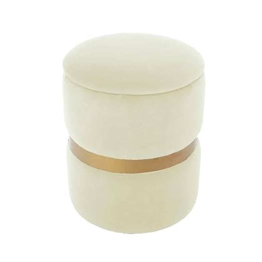 event rental, rent equipment for your party, Noori Rug Home - Lux Collection Modern Ava Round Ivory Velvet Storage Ottoman - 13x13x15 - Livingroom,Bedroom, Kid's Room, Nursery, Medium