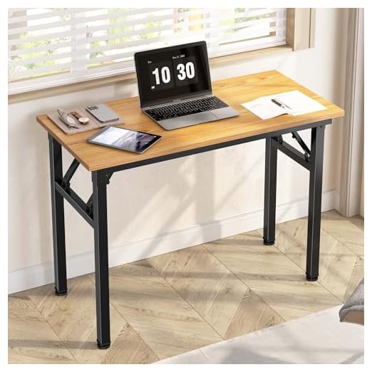 event rental, rent equipment for your party, Wellynap Computer Desk,31.5 inches Folding Table Computer Desk for Small Spaces Home Office, Gaming Desk Computer Table, No Install Needed, Modern Simple Style Laptop Table, Teak & Black