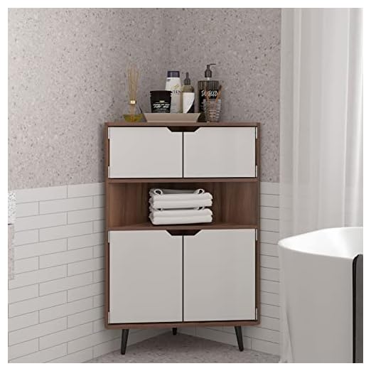 event rental, rent equipment for your party, SogesHome Wood Corner Cabinet Wall Corner Storage Cabinet, Storage Display Table Stand Cabinet, with Doors and Open Shelf, for Small Places, Living Room, White&Teak