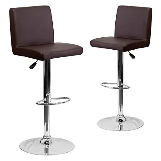 event rental, rent equipment for your party, Flash Furniture Jefferson 2 Pk. Contemporary Brown Vinyl Adjustable Height Barstool with Panel Back and Chrome Base