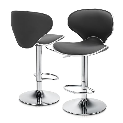 event rental, rent equipment for your party, MoNiBloom Adjustable Bar Stools Set of 2, 360° Swivel Counter Height Barstool Kitchen Counter Island Dining Chair, Dark Grey PU Leather Bistro Swivel Stool for Living Room Kitchen, 250 lbs Capacity