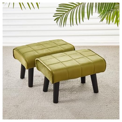 event rental, rent equipment for your party, Cpintltr Small Foot Stool Ottoman Modern Accent Step Stool Seat with Solid Wood Legs Velvet Soft Padded Pouf Ottomans Sofa Footrest Stools for Couch Living Room Bedroom Entryway (Green 2 PCS)