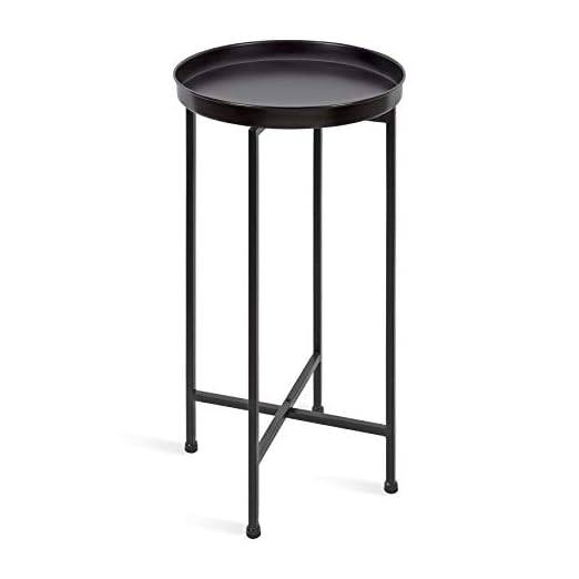 event rental, rent equipment for your party, Kate and Laurel Celia Round Metal Foldable Accent Table with Tray Top, Black