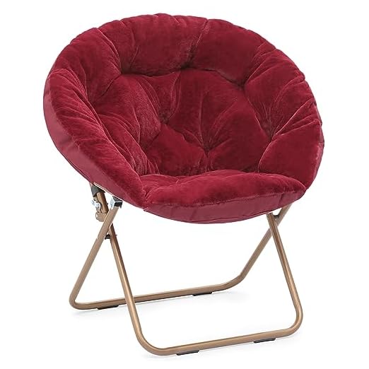 event rental, rent equipment for your party, MoNiBloom Round Folding Faux Fur Saucer Chair for Bedroom Living Room Dorm Courtyard Foldable Metal Frame Oversized Large Comfy Furry Padded Soft Lounge Lazy Cozy Moon Chair for Adults (Burgundy)