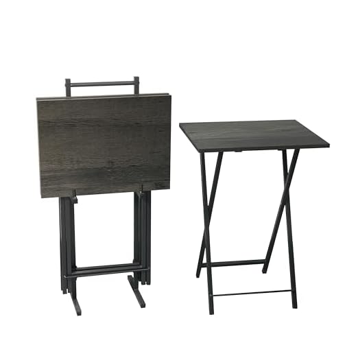event rental, rent equipment for your party, JOIN IRON Foldable TV Trays for Eating Set of 4 with Stand,Folding TV/Snack Tray Table Set,Folding TV Dinner Tables for Small Space,(Grey)