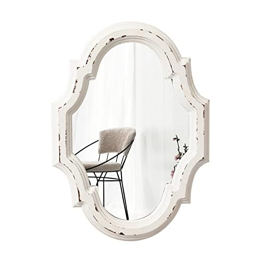 event rental, rent equipment for your party, Sintosin Vintage Oval Mirrors for Wall Decor 11 inch, Hanging Farmhouse Wood Entryway Mirror, Distressed White Rustic Scalloped Mirror Wall Decor, Ornate Accent Sculpted Mirror for Living Room