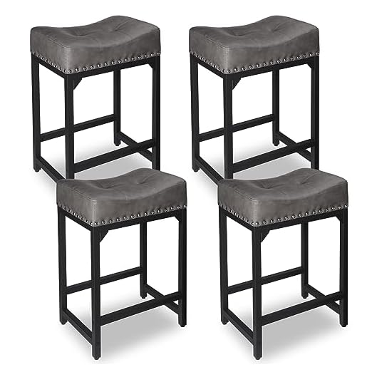 event rental, rent equipment for your party, FLYZC Counter Height Bar Stools Set of 4, Stools for Kitchen Island Set of 4, 24 Inch Counter Height Stools Saddle Barstools Stools for Kitchen Counter Pub Bar Dining Room Support 300 LBS(Grey)