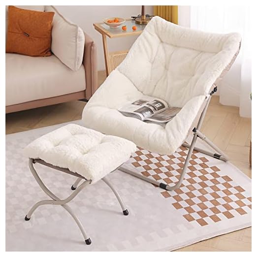 event rental, rent equipment for your party, Tiita Saucer Chair with Ottoman, Soft Faux Fur Oversized Folding Accent Chair,Lounge Lazy Chair, Metal Frame Moon Chair for Bedroom, Living Room, Dorm Rooms, Garden and Courtyard