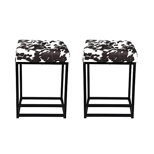 event rental, rent equipment for your party, GIA 24-Inch Counter Height Square Backless Metal Stool with Holstein Cow Print Upholstery, Black, Qty of 2