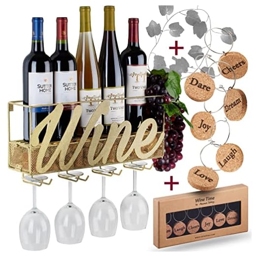 event rental, rent equipment for your party, Anna Stay Wine Rack Wall Mounted - Decorative Wine Rack with Wine Glass Holder, Wall Mounted Wine Rack inc Cork Storage & Wine Charms, Wine Gifts with Wine Bottle Holder for Wine Decor