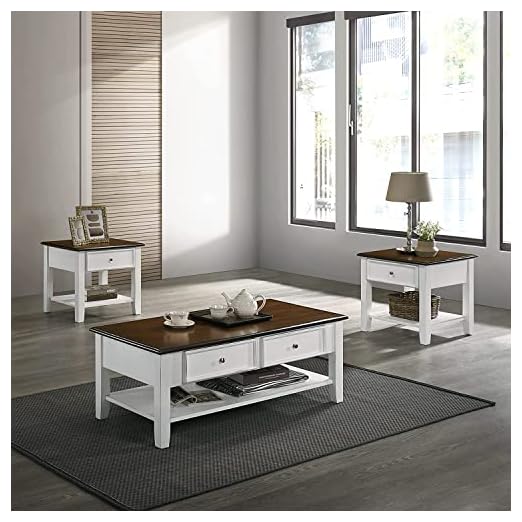 event rental, rent equipment for your party, New Classic Furniture Evander Wood End Table with Drawer and Storage, Two Tone Cream/Brown