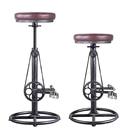event rental, rent equipment for your party, BOKKOLIK Vintage Bar Stools Swivel PU Seat 29-37inch Height Adjustable Extral Tall Bicycle Stool with Bikepedal Kitchen Island Counter Stool Shop Chairs