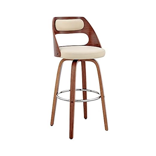 event rental, rent equipment for your party, Armen Living Julius 30" Cream Faux Leather and Walnut Wood Bar Stool