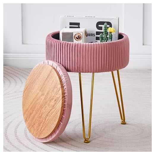 event rental, rent equipment for your party, Cpintltr Velvet Foot Rest Stool Multipurpose Dressing Stools Upholstered Round Storage Ottoman Modern Soft Vanity Chair with Memory Foam Seat Dusty Pink