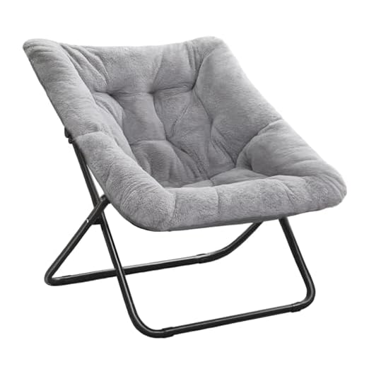 event rental, rent equipment for your party, Tiita Comfy Saucer Chair, Soft Faux Fur Oversized Folding Accent Chair, Lounge Lazy Chair for Kids Teens Adults, Metal Frame Moon Chair for Bedroom, Living Room, Dorm Rooms