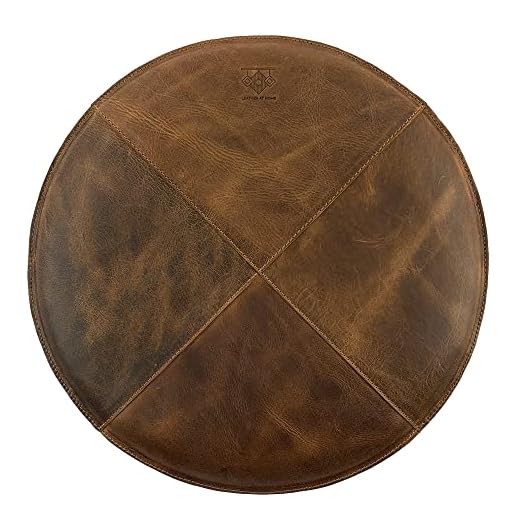 event rental, rent equipment for your party, Leather At Home, Decorative 13 Inch Rounded Pillow Handmade from Full Grain Leather - Chair Seat, Confortable Sitting for Round Wooden/Metal Stools - Bourbon Brown