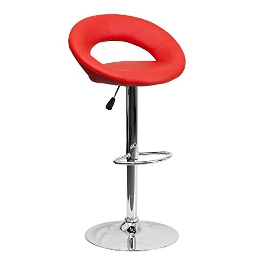 event rental, rent equipment for your party, Flash Furniture Contemporary Red Vinyl Rounded Orbit-Style Back Adjustable Height Barstool with Chrome Base