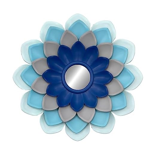 event rental, rent equipment for your party, GOmaize Cute Wall Mirror with 4 Layers of Colored Petals 14 inchs Wall Hanging Flower-Shaped Mirror Boho Home Decor for Apartment Living Room，Bedroom&Bathroom Ideas （Blue）