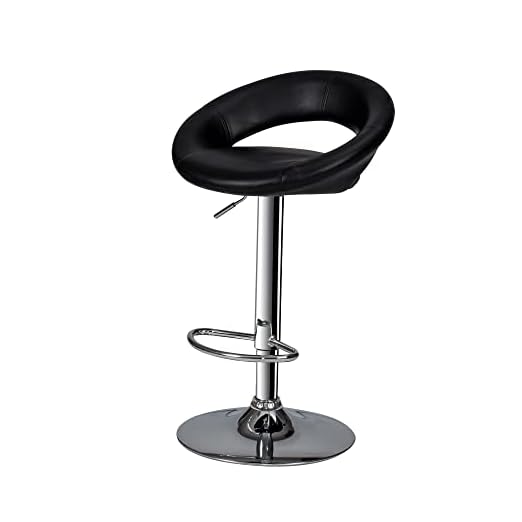 event rental, rent equipment for your party, Poundex Y1553 Two Piece PU Round Shape Barstool Set, Black Adjustable Bar Stool