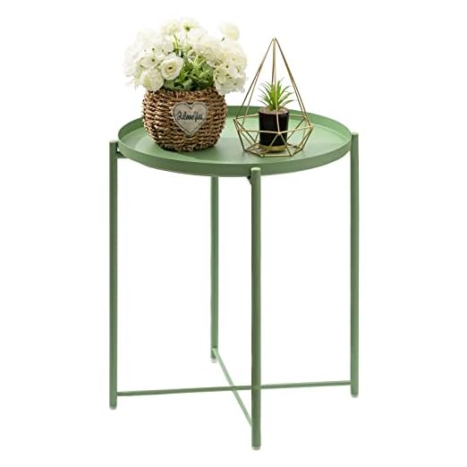 event rental, rent equipment for your party, danpinera Side Table Round Metal, Outdoor Side Table Small Sofa End Table Indoor Accent Table Round Metal Coffee Table Waterproof Removable Tray Table for Living Room Bedroom Balcony Office (Green)