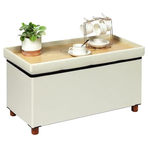 event rental, rent equipment for your party, PINPLUS Storage Ottoman Bench, Linen Coffee Table Ottoman with Tray, Large Storage Bench with Wooden Legs, Toy Chest Foot Stools, Ottomans with Storage for Living Room Bedroom, White, 30" x 15" x 15"