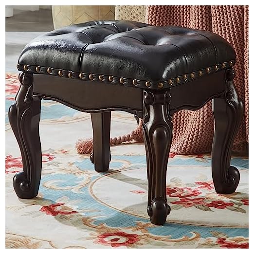 event rental, rent equipment for your party, PONTMENT Foot Stool Leather Footstool Solid Wood Vintage Foot Rest Faux Leather Ottoman Upholstered Footrest for Living Room/Sofa/Couch.