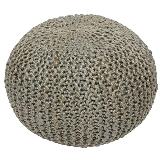 event rental, rent equipment for your party, Artistic Weavers Berma Knitted Jute Round Pouf 14"H x 20"W x 20"D, Slate